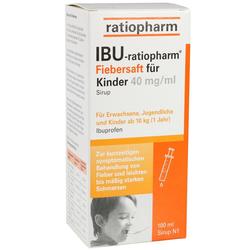 Eine Packung "IBU-ratiopharm" Fiebersaft für Kinder.